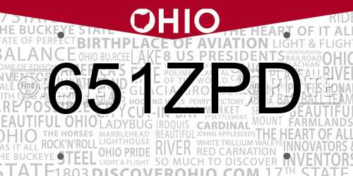651ZPD Ohio License Plate