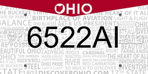 6522AI Ohio License Plate