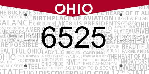 6525 Ohio License Plate