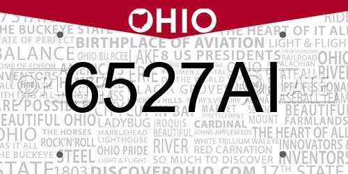 6527AI Ohio License Plate