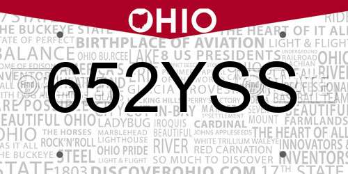 652YSS Ohio License Plate