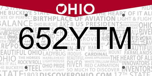 652YTM Ohio License Plate