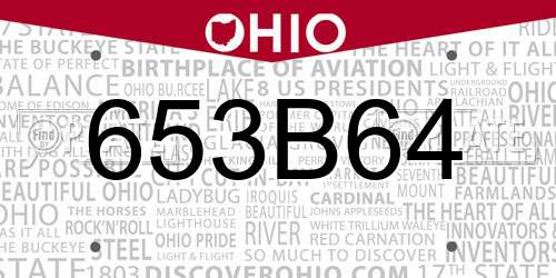 653B64 Ohio License Plate