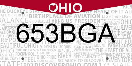 653BGA Ohio License Plate