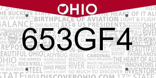 653GF4 Ohio License Plate