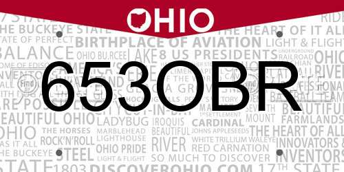 653OBR Ohio License Plate