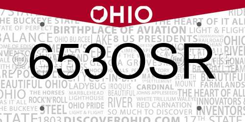 653OSR Ohio License Plate
