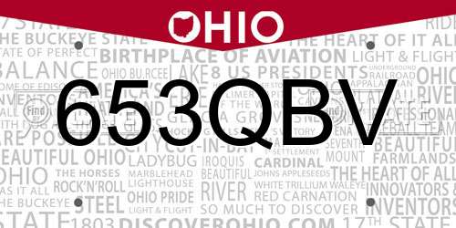 653QBV Ohio License Plate