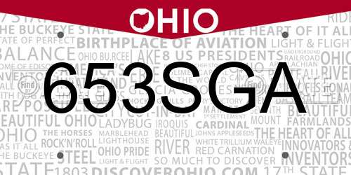 653SGA Ohio License Plate