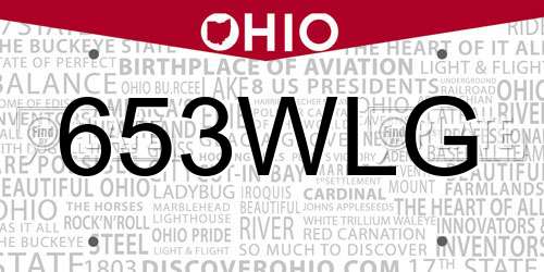 653WLG Ohio License Plate