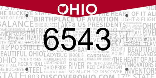 6543 Ohio License Plate