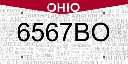 6567BO Ohio License Plate