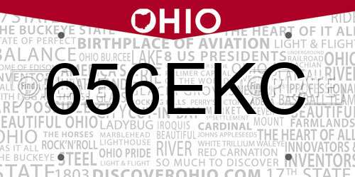 656EKC Ohio License Plate