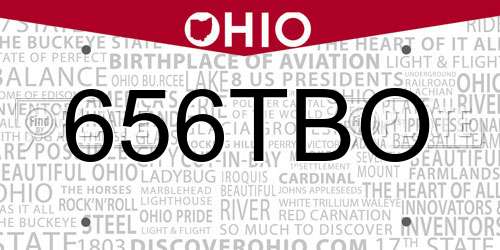 656TBO Ohio License Plate