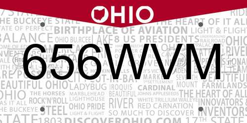 656WVM Ohio License Plate
