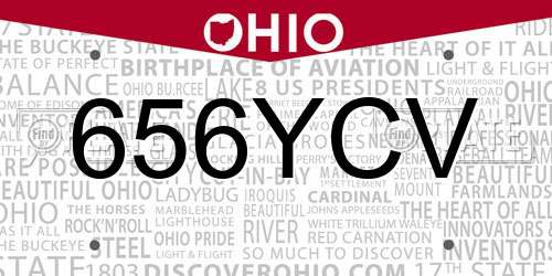 656YCV Ohio License Plate
