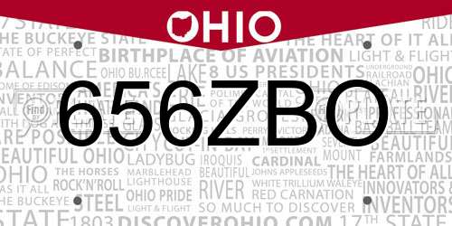 656ZBO Ohio License Plate