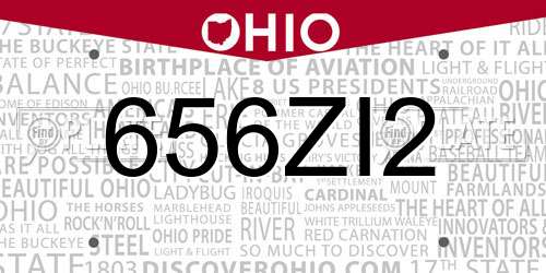 656ZI2 Ohio License Plate