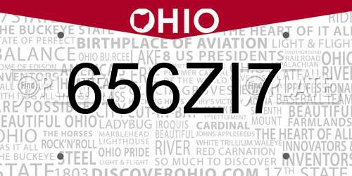 656ZI7 Ohio License Plate