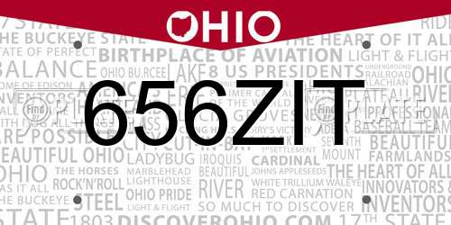 656ZIT Ohio License Plate
