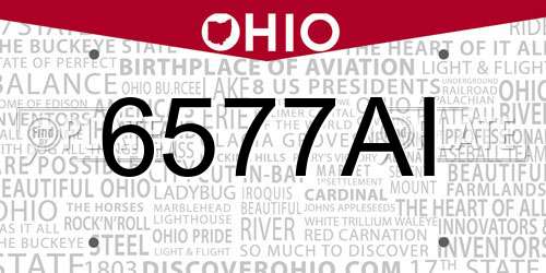 6577AI Ohio License Plate