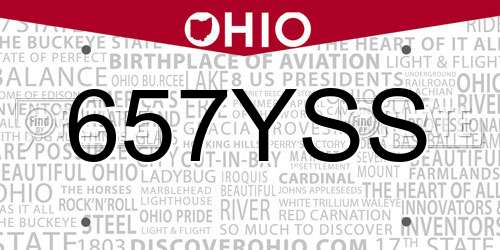 657YSS Ohio License Plate