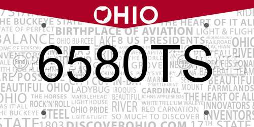 6580TS Ohio License Plate