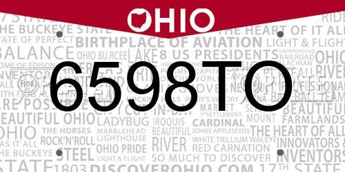 6598TO Ohio License Plate