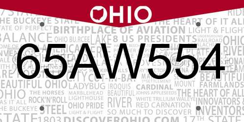 65AW554 Ohio License Plate