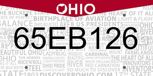 65EB126 Ohio License Plate