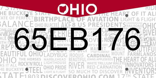65EB176 Ohio License Plate