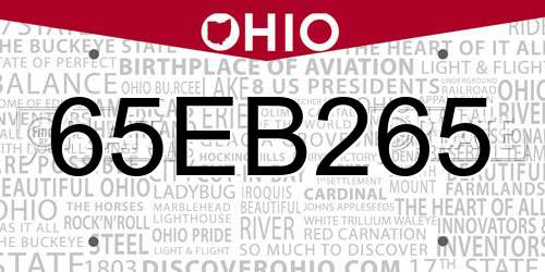 65EB265 Ohio License Plate