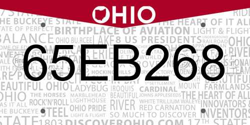 65EB268 Ohio License Plate