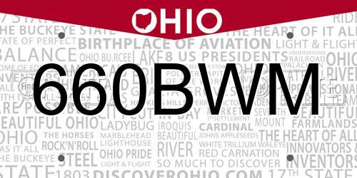 660BWM Ohio License Plate