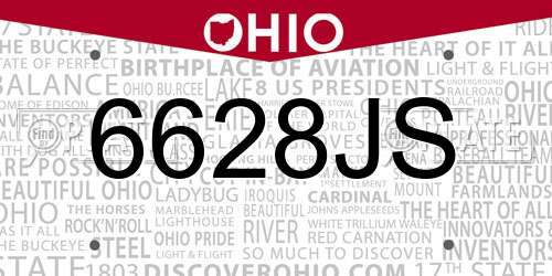 6628JS Ohio License Plate