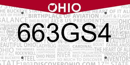 663GS4 Ohio License Plate
