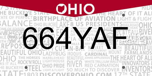 664YAF Ohio License Plate