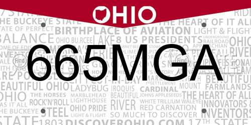 665MGA Ohio License Plate