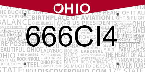 666CI4 Ohio License Plate