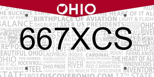 667XCS Ohio License Plate