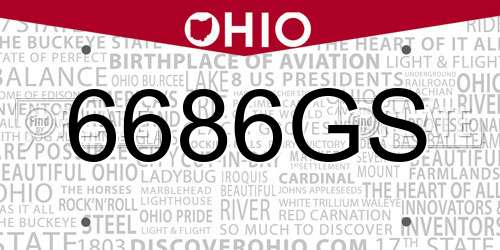 6686GS Ohio License Plate