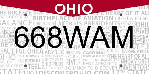 668WAM Ohio License Plate