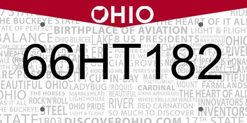 66HT182 Ohio License Plate