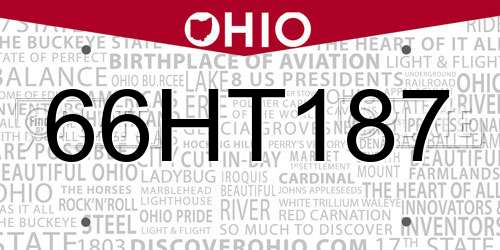 66HT187 Ohio License Plate