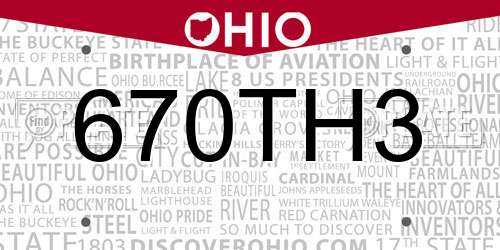 670TH3 Ohio License Plate