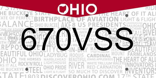 670VSS Ohio License Plate