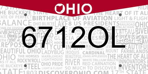 6712OL Ohio License Plate