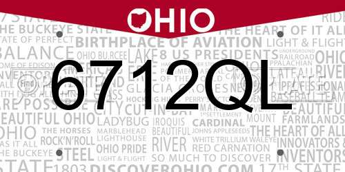 6712QL Ohio License Plate