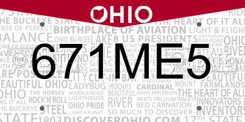 671ME5 Ohio License Plate