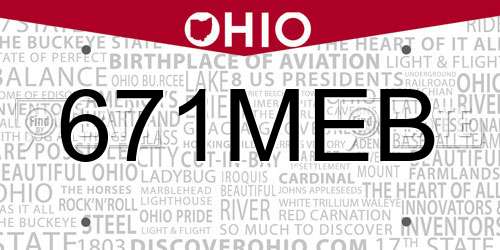 671MEB Ohio License Plate